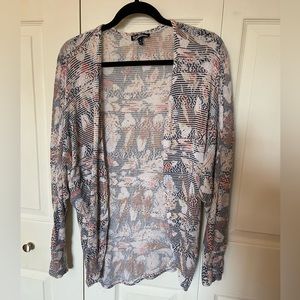 Freshman Floral Leaf Lightweight Knit Open Cardigan M